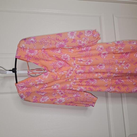 Sincerely Jules Women's Midi Dress XS Peach with Pink Floral Print - Picture 4 of 6